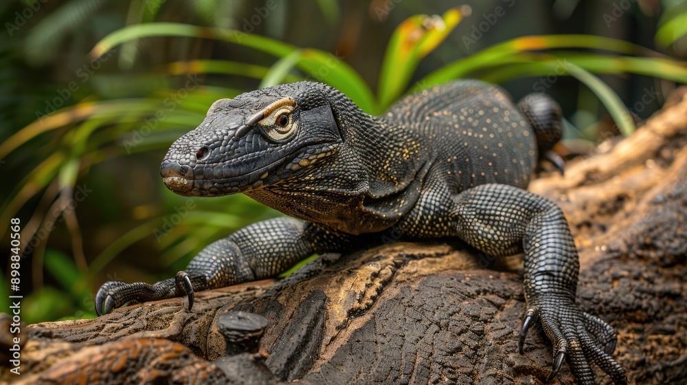 Fototapeta premium Black Timor Monitor Lizard