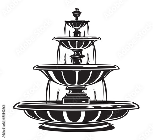 Hand drawn doodle fountain icon. Outline family clipart. Hand drawn vector art.