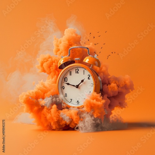 Vintage Clock Exploding in a Burst of Time and Color photo