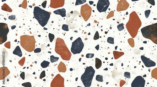 White Background With Orange, Blue, and Brown Shapes