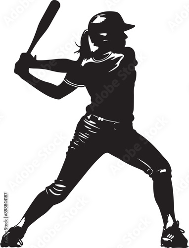 woman girl baseball batter silhouette