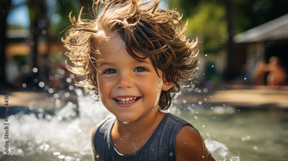 Obraz premium Little Girl Swimming in the Ocean
