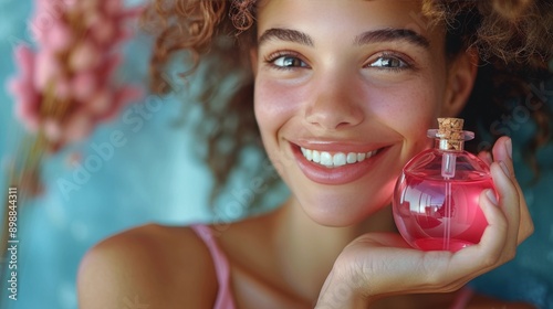 Smiling Woman With Blue Eyes Close Up