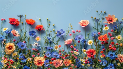 Flowers Scattered in Grass