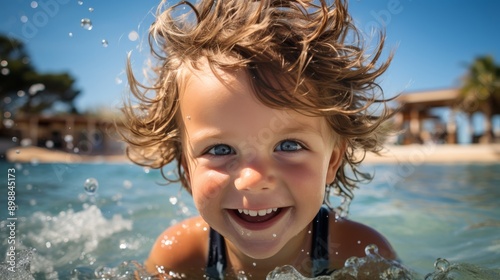 Little Girl Swimming in the Ocean