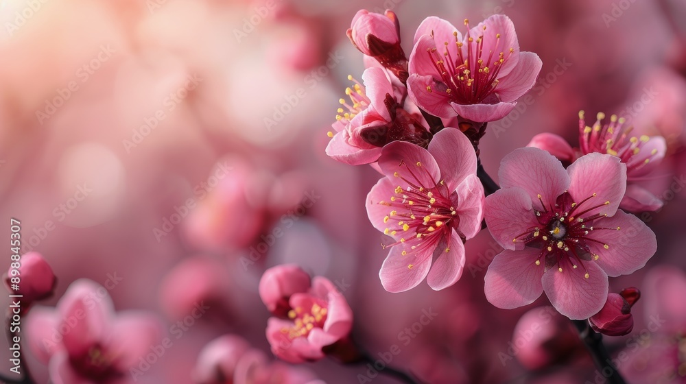 Close Up of Pink Flowers on Branch Close Up of Pink Flowers on Branch
