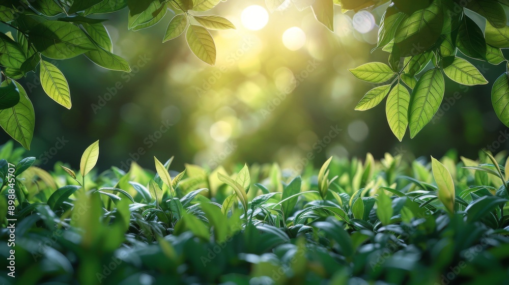 Close Up of Lush Green Field With Leaves