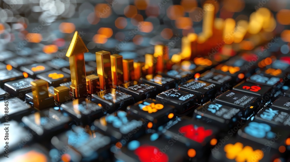 Close Up of Computer Keyboard With Arrow