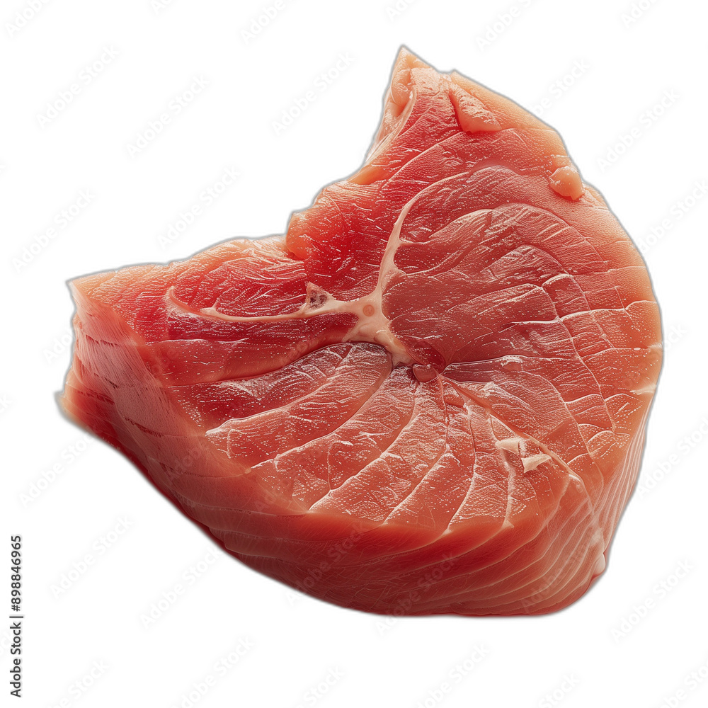 Succulent Albacore Tuna Steak on White Background with Symmetrical Composition Succulent Albacore Tuna Steak on White Background with Symmetrical Composition