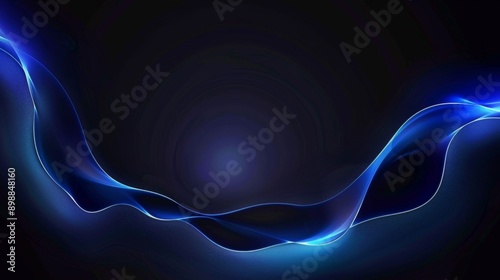 Energetic movement of abstract blue light waves against a dark background