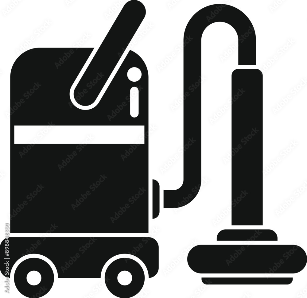 Black and white icon of a professional cleaning machine, ideal for representing carpet cleaning services Black and white icon of a professional cleaning machine, ideal for representing carpet cleaning services