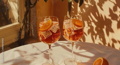 Two Glasses of Wine With Orange Slices
