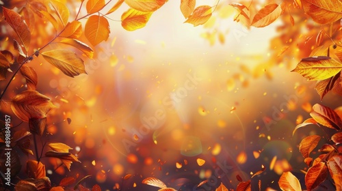 Autumn Leaves Falling in Sunlight