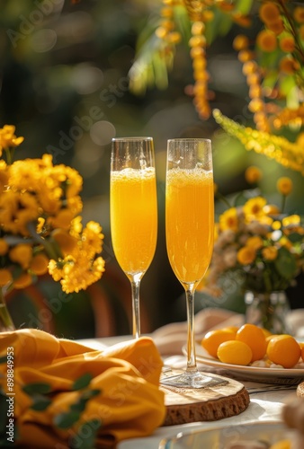 Two Glasses of Orange Juice on a Plate
