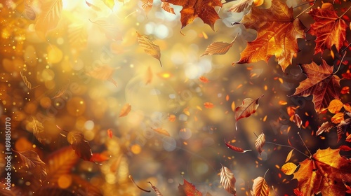 Autumn Leaves Falling in Sunlight