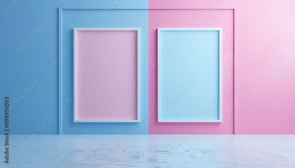 Colorful Wall with empty vertical frame mock up Colorful Wall with empty vertical frame mock up