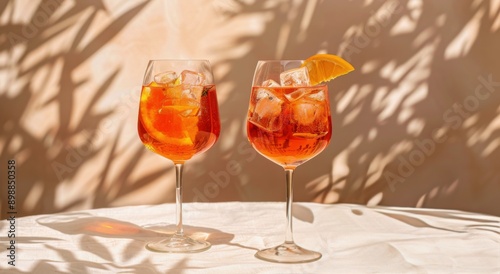Two Glasses of Wine With Orange Slices