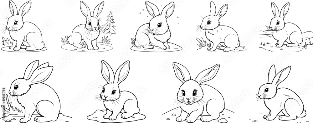 custom made wallpaper toronto digitalSnowshoe Hare coloring page and outline vector design