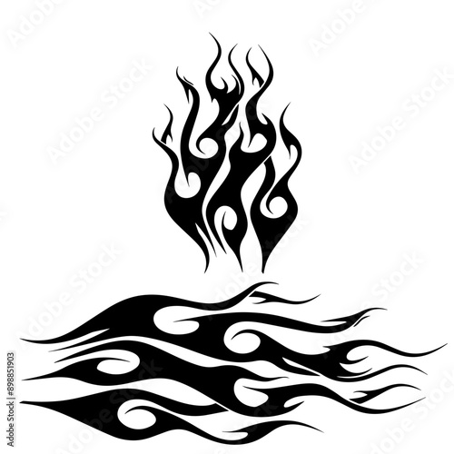 Flames Stencil Outline Silhouette Ghost Flame Fire Tattoo Car Motorcycle Cricut Flames file decal design