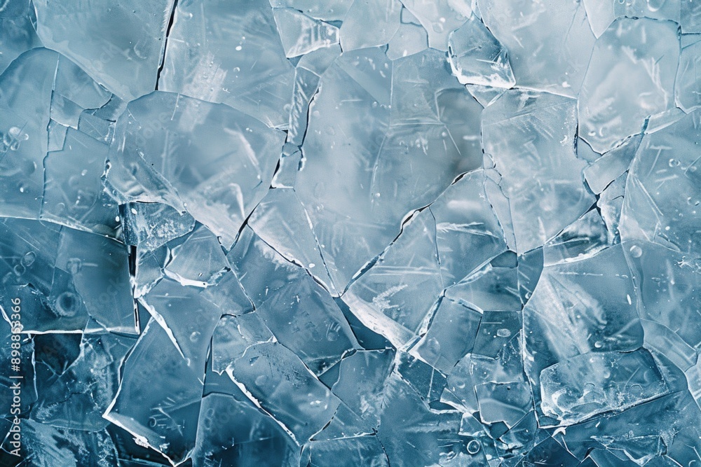 Obraz premium A blue background with a lot of broken ice. The ice is in many different shapes and sizes