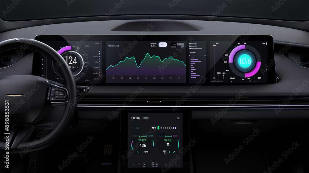 次世代センサーで環境データと効率を表示する電気自動車ダッシュボード 次世代センサーで環境データと効率を表示する電気自動車ダッシュボード