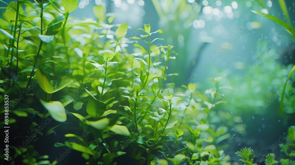 Fototapeta premium A lush green plant with many leaves and stems