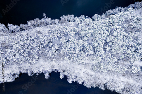 Top down view of winter riv...