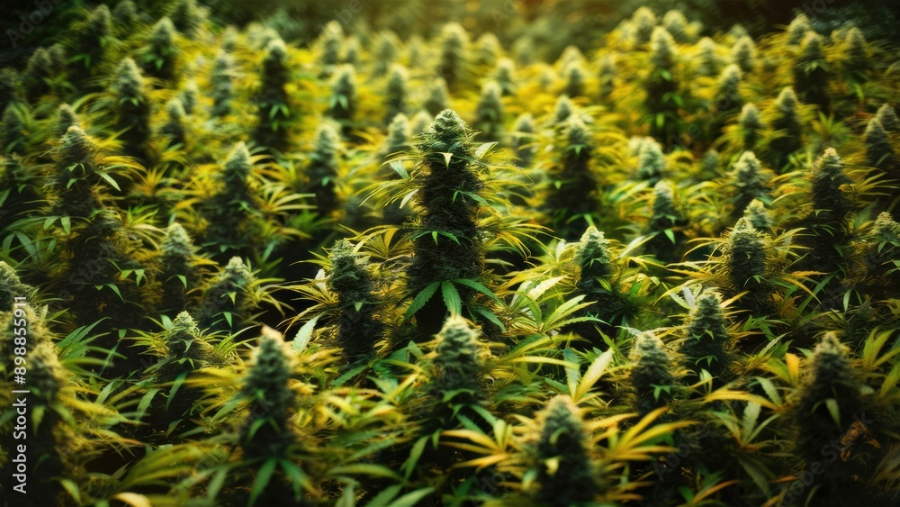 A close up of a large field full of marijuana plants, AI A close up of a large field full of marijuana plants, AI