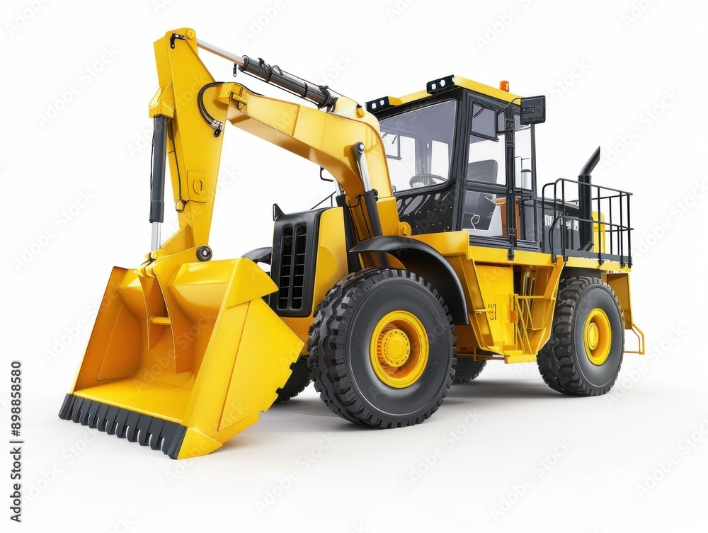 Yellow Bulldozer Isolated on White Background. Generative ai. Yellow Bulldozer Isolated on White Background. Generative ai.