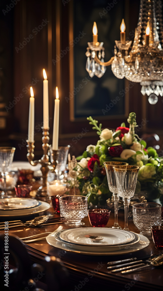 Depiction of a Classy Evening - Gourmet Dinner Party in a Sophisticated Setting Depiction of a Classy Evening - Gourmet Dinner Party in a Sophisticated Setting