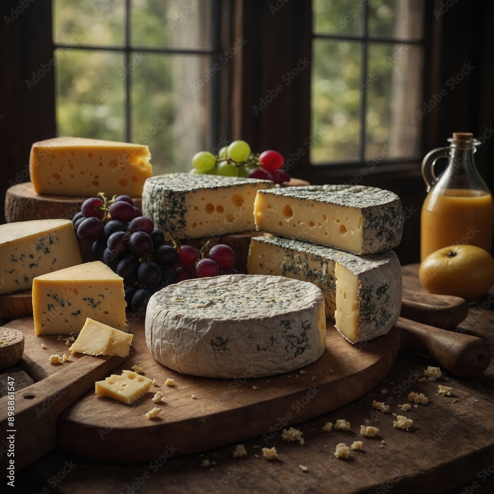 Cheese board with fresh ingredients and gourmet nuts a refined and delicious platter Cheese board with fresh ingredients and gourmet nuts a refined and delicious platter