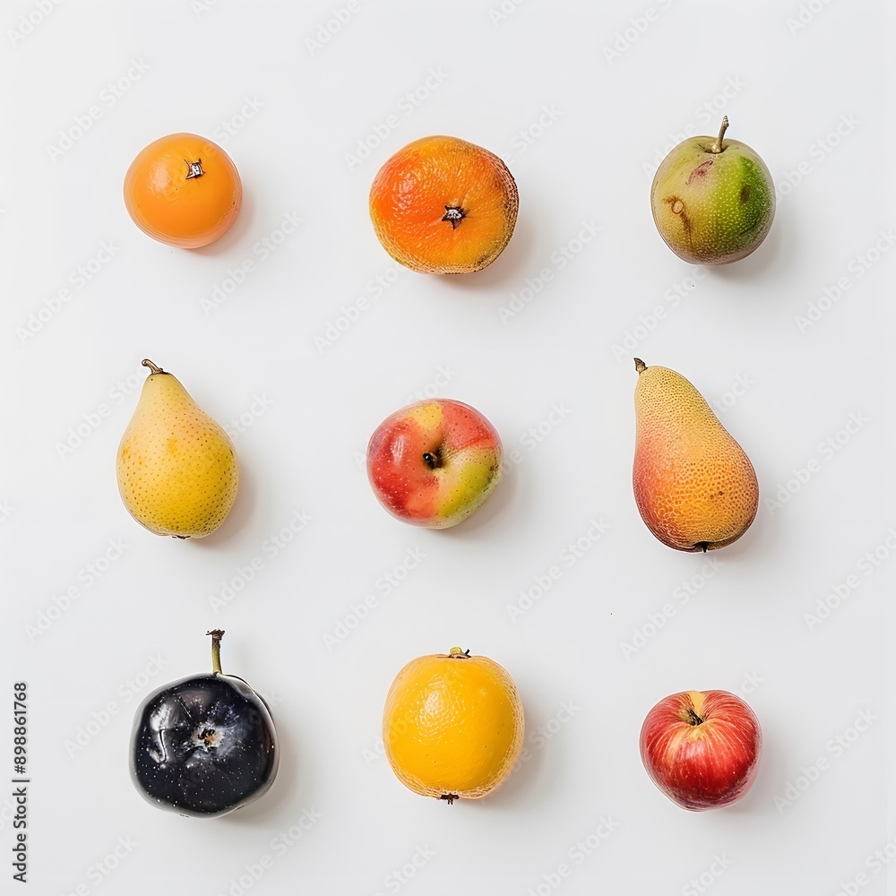 Fresh Fruit Arrangement on White Background Fresh Fruit Arrangement on White Background