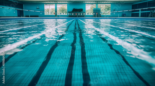 A public swimming pool or a hotel swimming pool. 