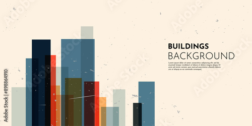 Vector illustration. Abstract geometry banner. Minimalist cityscape background. City buildings. Old vintage urban landscape. Retro architectural panorama in flat style. Horizontal web banner with text