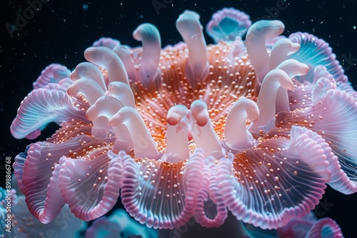 Anemone under the sea, coral anemone underwater in ocean sea.