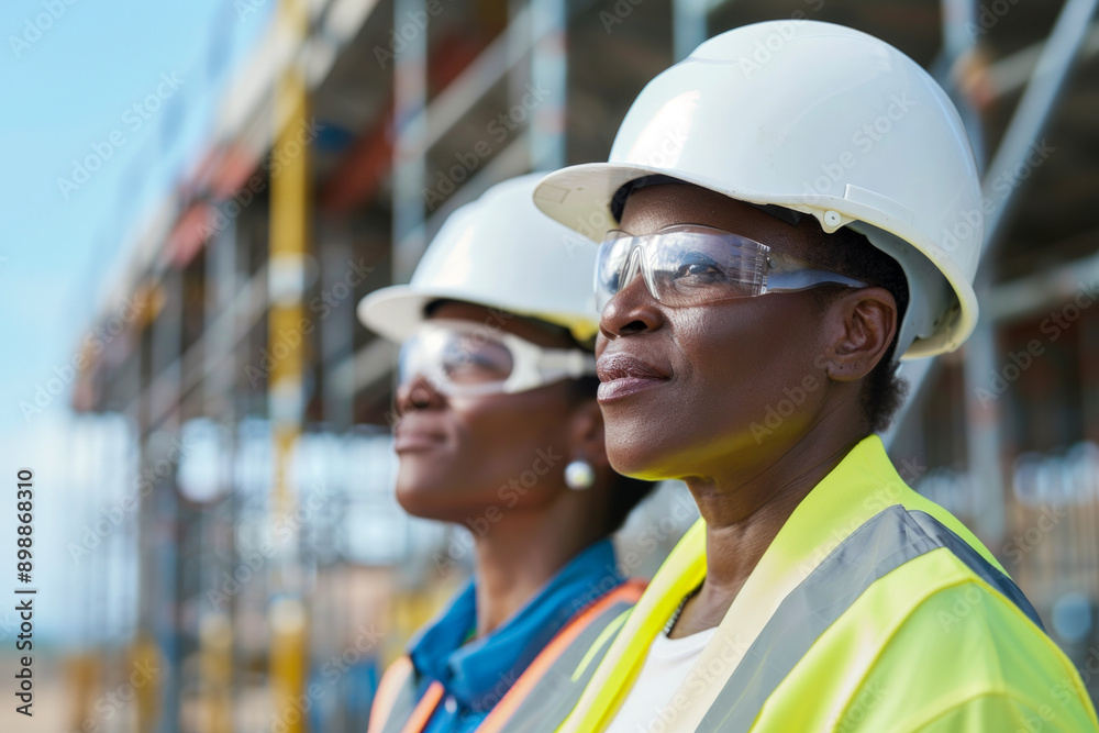 Female Construction Workers in Safety Gear Female Construction Workers in Safety Gear