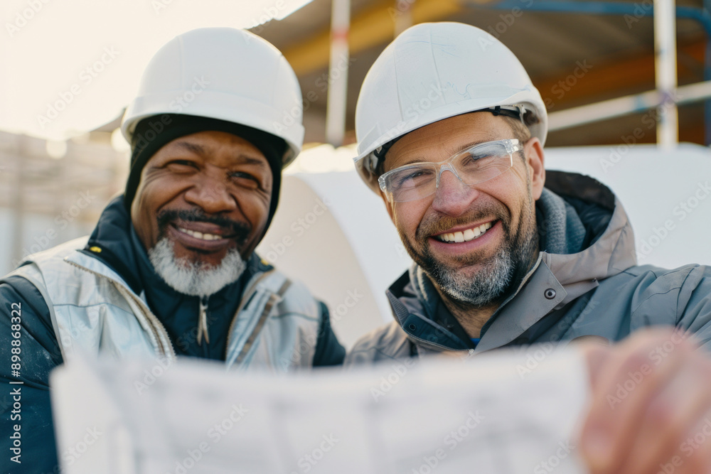 Smiling Construction Workers on Site Smiling Construction Workers on Site