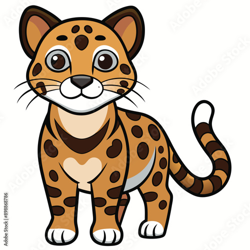 Cute Leopard Icon Vector on White Transparent Background for Kids Books