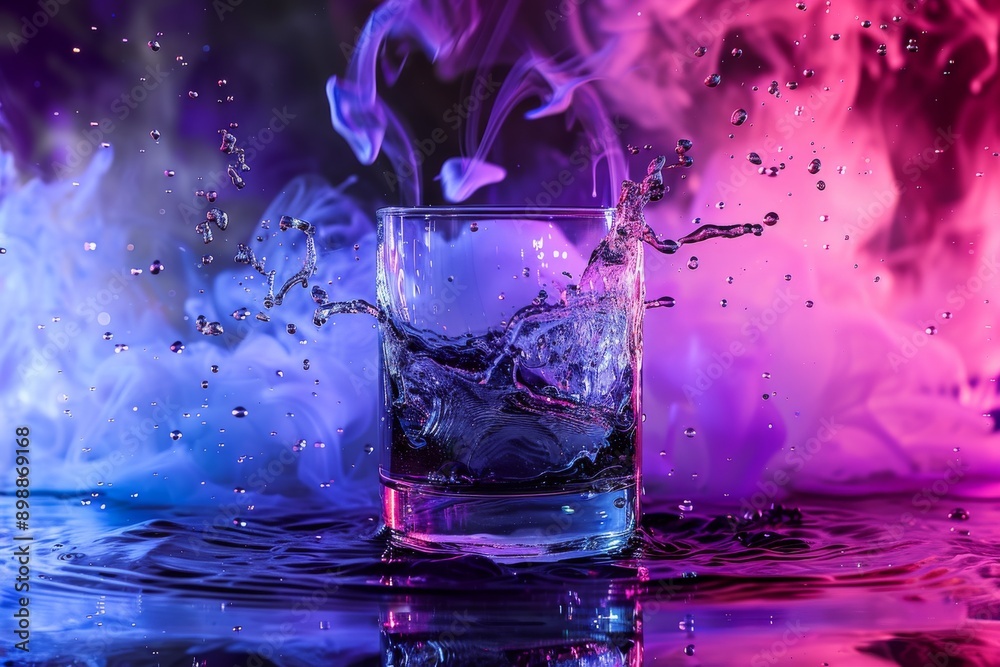 Dynamic splash of a blue drink against a neon background capturing the vibrant and energetic essence of a refreshing beverage in a detailed composition Dynamic splash of a blue drink against a neon background capturing the vibrant and energetic essence of a refreshing beverage in a detailed composition