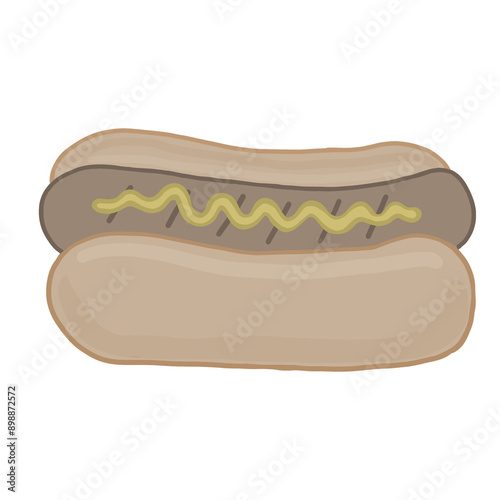 Bratwurst Brat with Bun and Mustard