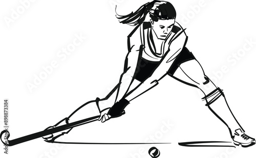 hand-drawn vector sketch field hockey player

