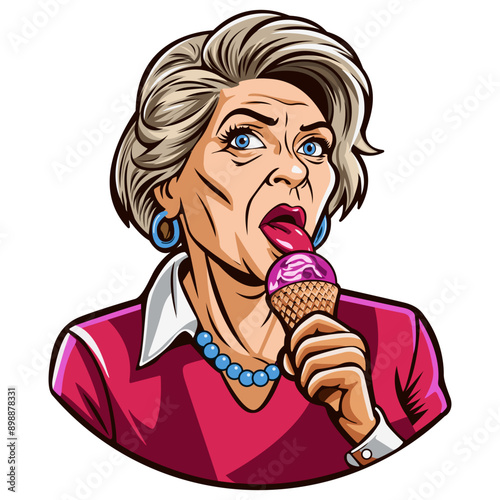 mature woman licks ice cream0