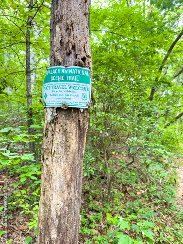 Stock photo sign at the Appalachian Trail circa 2024 photo