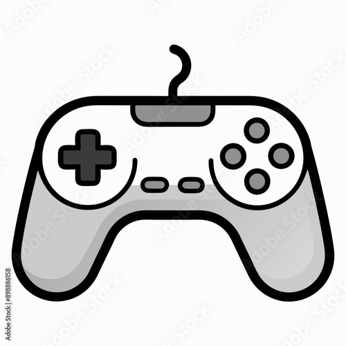 Stylish Gaming Controller Vector Illustratio Black Outline on White Background © Mosharef 