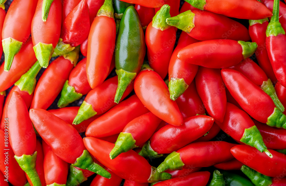 Set of small red chillies, one green isolated.Use for image background. Set of small red chillies, one green isolated.Use for image background.