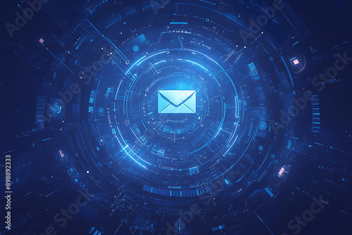 Email enveloped in layers of digital encryption, showcasing secure transmission of sensitive information with intricate digital patterns and symbols