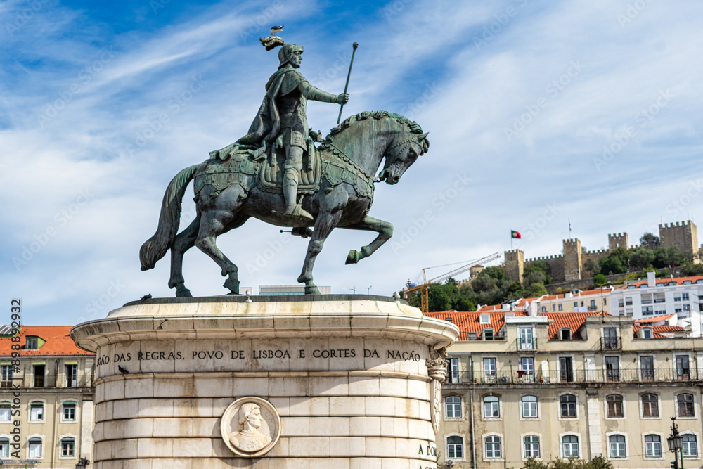 Equestrian Statue of D. Joao I, executed in bronze, was erected in 1971, in Praça da Figueira, Lisbon-Potugal. Equestrian Statue of D. Joao I, executed in bronze, was erected in 1971, in Praça da Figueira, Lisbon-Potugal.