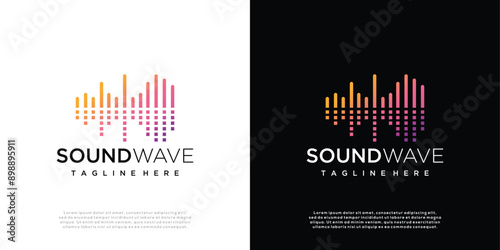 Music logo modern concept ,Abstract gradient equalizer logo template, sound wave icon element, technology symbol logo concept, audio player music symbol.