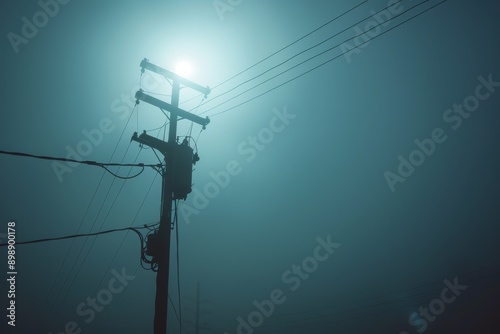 Photorealistic beautiful high voltage lines poles Generative AI