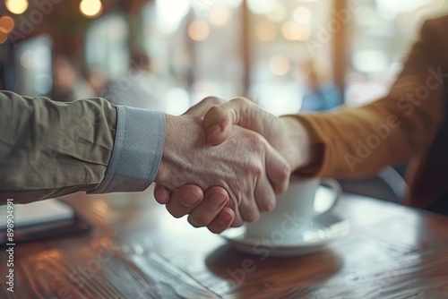 Photorealistic Successful deal male shaking hands with client Generative AI